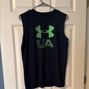 Under Armour Dark Blue Tank Top with Lime Logo